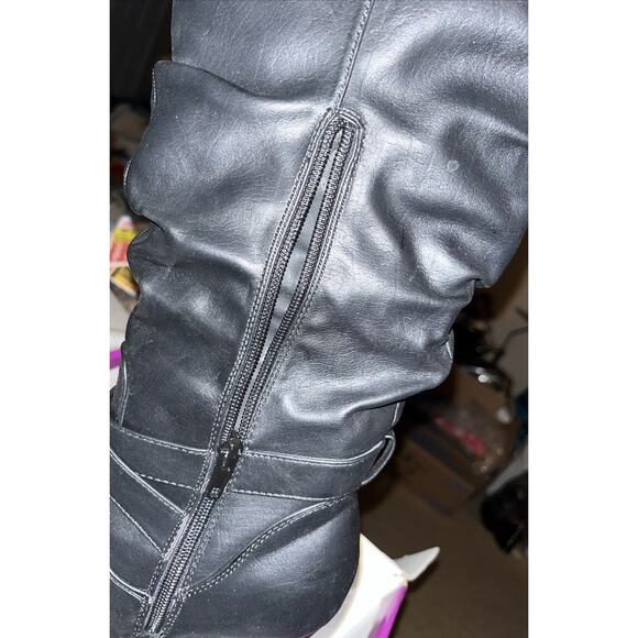 Rampage Ellesandra Faux Leather Knee High Boot BLACK Smooth Size 8 M, side Zip - Picture 12 of 16